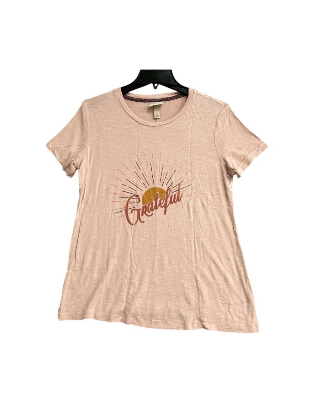 Knox Rose Women's L Pink Grateful Graphic Tee Shirt Short Sleeve Casual B1082